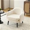 VINGLI Poltrona Salotto Design Tessuto a Teddy, Poltroncina da Camera con Cuscino e Braccioli Rimovibile, Lounge Chair Ergonomica, Poltrona Scandinava