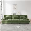 MOHUANG Divano angolare modulare 3 posti con seduta profonda, divano letto in ciniglia, comodo divano imbottito per soggiorno, appartamento, studio, ufficio, verde