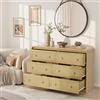 Garvee Cassettiera Boho Chic in rattan 117 cm (46) con 6 cassetti - comò in legno naturale, ampio spazio contenitivo, frontali in rattan, angoli arrotondati, cassetti silenziosi - per camera,