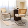Bladez Set di 4 sedie da pranzo a dondolo in velluto e rattan, sedie da cucina, imbottite con struttura cromata, per sala da pranzo e soggiorno (beige)