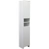 milani home - mobile a colonna slim bianco 29 x 28 x 173 cm, salvaspazio con vani a giorno e ripiani