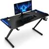 DE ROSA SHOP Scrivania Gaming 120x60 cm LED RGB, Tavolo Gaming PC Effetto Fibra Carbonio | Scrivania PC Computer con Porta Bicchiere Gancio Cuffie Postazione Gaming Nero