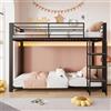 YEHTOKHOME Letto a castello in metallo 90 x 200 cm con scala in legno, nero | Letto in altezza a 2 posti, barriere di sicurezza, rete a doghe metalliche, per adolescenti e adulti, senza materasso