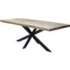 milani home - tavolo da pranzo fisso 200 x 100 x 77 cm, piano in legno massiccio mango naturale, base in metallo nero