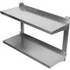 LANTUS Mensola da parete in acciaio INOX con 2 ripiani portaoggetti da cucina per ristorante, bar, casa, cucina, lavanderia, mensola galleggiante a 2 strati, 80 x 30 x 40 cm, colore: argento