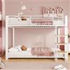 YEHTOKHOME Letto a castello in metallo 90 x 200 cm con scala in legno, bianco