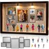 PORFOYO Mini cornice portafoto fai da te con luce LED, mini statuette museo, 7 cornici e 8 statuette in miniatura, set di visualizzazione per matrimonio, anniversario, soggiorno, camera da letto