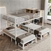 Ktipm Letto a Castello 3 Posti 90(140)x200 cm, Ripiano e Contenitore Aperti | Letto a Soppalco Letto Castello Bambini con Scala e Protezione Anticaduta, Senza Materasso, Bianco