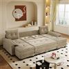 Gojyjqytupo Divano letto a forma di U, 278 cm, trasformabile, con letto estraibile | con funzione di ricarica USB, cuscino per braccioli rimovibili, design modulare extra large, divano moderno per soggiorno