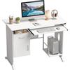 HOMCOM Scrivania con Ripiano Tastiera Scorrevole 100x52x75 cm Bianco | Scrivania per computer con vassoio tastiera, cassetti, supporto CPU per studio