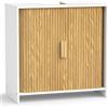 Yvsevnr Mobile sottolavabo in legno con porta arrotolabile, per il bagno | Mobile da bagno sottolavello con manico in legno, ripiano, 2 ante, mobiletto da bagno, 60 x 30 x 60 cm