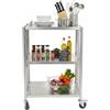 Kaichenyt Carrello pieghevole in acciaio inox con ruote, 3 ripiani, 99,9 kg, carrello | Carrello da portata pieghevole, carrello da officina, scaffale da cucina in piedi, carrello da cucina con piano di lavoro