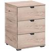 milani home - comodino moderno 3 cassetti rovere grigio, 45 x 40 x 63 cm, truciolare bilaminato