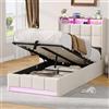 CXHLXYR Letto baule 90 x 200 cm con rete, letto singolo imbottito con LED e USB, letti per bambini 90 x 200 con contenitore e rete a doghe, letti boxspring letto singolo telaio letto per adolescenti (Beige-H