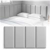 OJTOJT 4 pannelli murali 20x40 cm, per camera bimbi (Grigio chiaro) | Wandkissen Kinderzimmer Selbstklebende, PU Wasserdicht Wandpaneel Gepolstert, 3D Wandpaneele Prallschutz für Schlafzimmer