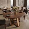 HIYYIH Tavolo da pranzo allungabile 100/140 x 100 x 75 cm, colore noce | Tavolo da pranzo allungabile ovale, con 2 ripiani aggiuntivi, per 4-8 persone, rotondo, con ripiano medio in rattan