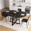 LNRLZYLS Tavolo da pranzo rotondo allungabile, 108-148 cm, con spazio | per 4-8 persone, robusto telaio a croce, piano in MDF, moderno tavolo da cucina in legno, nero