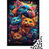 pSjDkMvHfRbLz Gatti Colorati Puzzle 1000 Pezzi Puzzle per Adulti Carta Gioco di Puzzle 1000 Pezzi Stile Artistico Animali Relax Decorazione Famiglia Regalo 38x26cm/1000pcs