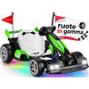 Mondial Toys Go Kart Elettrico per Bambini 24V Drift Porsche con Licenza Ufficiale 2 Motori 400W Ruote EVA Anteriori e Nylon Posteriori Sedile Regolabile 2 Velocità Luci LED Portata 60 kg 6-12 Anni