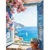 Giftmefine Kit per dipingere con i numeri per adulti, 40 x 50 cm, paesaggio costiero, pittura su tela con i numeri, per principianti rilassanti, fai da te, arte mediterranea, regalo per la decorazione della casa