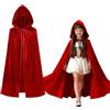 Kinwers Mantello Bambino con Cappuccio Velluto Spesso Halloween | Cappa Lunga 110 cm Nera Rossa o Verde per Vampiro Strega e Fantasy