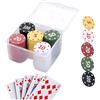 Generic Fiches da poker numerate, 100 fiches da gioco colorate con custodia, ideali per sale giochi domestiche, tornei, feste, vacanze, feste di compleanno, uffici, familiari e amici | Chip da poker durevole