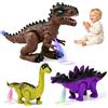 LTFIOON Dinosauro Giocattolo, 3 Pezzi, per 3+ Anni, cammina, luci & suoni | Dinosauro Elettrico, T-Rex Brachiosauro Stegosauro, giocattolo educativo, creatività & motricità, regalo per bambini 3+