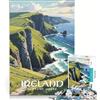 JIANGENNF Puzzle per ragazzi da 1000 pezzi con poster di viaggio sull'Irlanda, giochi rilassanti, antistress divertente, regalo di compleanno o originale 38x26cm