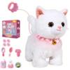 JYQOQH Giocattolo Interattivo, Peluche Gatto Gioco Interattivo, Realistico Elettronico Pet Giocattolo, Che Abbaia e Cammina e Miagola, Regali per Bambini e Bambine da 3 a 6 anni (Bianco)