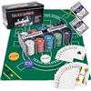 MT MALATEC Malatec texas set poker completo con 200 gettoni | 2 Mazzi di Carte, Tessuto da Gioco Verde, Scatola Metallica, Token Funzione