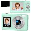 CAZSTYK Videocamera 4K 30FPS con doppio, Green 64G | Messa a fuoco automatica con digitale 18X e porta ricarica tipo C per Vlog Travel Selfie Foto
