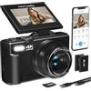 NIKICAM Fotocamera digitale 4K per fotografia, 64 MP HD WiFi Vlogging fotocamera per YouTube con 3 pollici 180 ° Flip Screen, zoom digitale 18x, fotocamera compatta autofocus con flash, scheda TF da 32 GB e 2