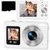 CAZSTYK Videocamera 4K 30FPS con doppio, White 64G | Messa a fuoco automatica con digitale 18X e porta ricarica tipo C per Vlog Travel Selfie Foto
