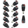 QitinDasen 12Pcs Professionale 12V Premere Tipo DC Alimentazione Connettore Jack Plug Adattatore, 5.5 X 2.1mm Screwless Rapido Filo Connettore, 6 Paia 2 Pin Maschio Spina & Femmina Presa Set