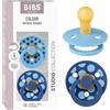 BIBS Colour Polka Dots Succhietto, 0-6 mesi, 2-pack, Breeze/Cornflower | Tettarella rotonda | Lattice di gomma naturale | Taglia 1 | Senza BPA | Prodotto in Danimarca