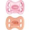 J BIMBI Pack 2 Succhietti Joy Ortodontici in Silicone Medicale - Ciucci Tutti Morbidi con Tettarella Simmetrica - Trasparente/Rosa (6+ mesi)