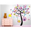 Deco-online Adesivo sul muro di un albero e gufi su un'altalena. Decorazione murale per camera di un bambino. Adesivo murale. Adesivi per bambini.