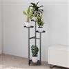 GarveeLife Scaffale per piante in metallo stabile a più ripiani, salvaspazio, moderno supporto angolare per fiori con piedini antiscivolo, ideale per soggiorno, balcone, ufficio, nero, altezza 100 cm