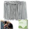 Velway 100 Pezzi Picchetti Fissaggio Telo Pacciamatura - 100x38mm Ø 3 mm | Picchetti Metallici a U, Resistente alla Ruggine, Elevata Stabilità per Giardino Orto Reti, Erba Artificiale