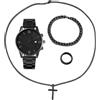 Generic Set Di Gioielli Per Uomo Orologio da Polso Casual di Gioiello | Set Orologio Collana Bracciale Anello Per Marito Fidanzato Padre Papà e Idee Regalo di