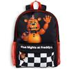 FIVE NIGHTS AT FREDDY'S Freddy Fazbear - Zaino per ragazzi nero e arancione, zaino scolastico con cerniera con tasche in rete e pannello a scacchi | Merchandising cinematografico