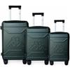 Kappa Set 3 Valigie Rigide PC Policambonato, Trolley da Viaggio con 4 Ruote Girevoli, Maniglie Telescopiche, Lucchetto a combinazione, Mis 55/65/75 cm, per Viaggi Famiglia 352F54W, Verde Militare
