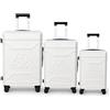 Kappa Set 3 Valigie Rigide ABS, Trolley da Viaggio con 4 Ruote Girevoli, Maniglie Telescopiche, Lucchetto TSA, Cerniere Rinforzate, Espandibili, 55/65/75 cm, per Viaggi Famiglia 352F54W, Bianco Sporco