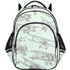 RPLIFE Zaino per bambini, stile vintage, motivo: aeroplano, verde menta, scuola elementare, Vintage Aeroplano Verde Menta, 17 Inch, classico