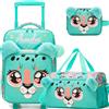 Homskiii I bagagli dei bambini con le valigie Softside delle ruote 16 portano sui bagagli gli insiemi aerei approvati', Leopardo verde., M