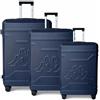 Kappa Set 3 Valigie Rigide ABS, Trolley da Viaggio con 4 Ruote Girevoli, Maniglie Telescopiche, Lucchetto TSA, Cerniere Rinforzate, Espandibili, 55/65/75 cm, per Viaggi Famiglia 352F54W, Blu Navy
