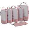 Bagsmart Set di borse per vestiti 6 pezzi, set di borse a compressione con cubi da viaggio e sacchetto per biancheria per zaino, organizer da viaggio, organizer per valigie su Travel, 6 pezzi