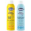 Chicco Set Protezione Solare da Viaggio, Spray SPF50+ 150ML e Acqua Rinfrescante Spray Lenitiva e Idratante, per Pelle Sensibile del Bambino, Resistente all'Acqua, 0 Mesi+