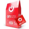 ON) ONsize Preservativi | 69 mm Larghezza | 50 Pezzi | Sottili 0,07 mm Spessore | Per Uomini