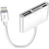 Avizar, adattatore lettore di schede da Lightning a USB, Micro-SD e Lightning per Apple iPhone / iPad, bianco